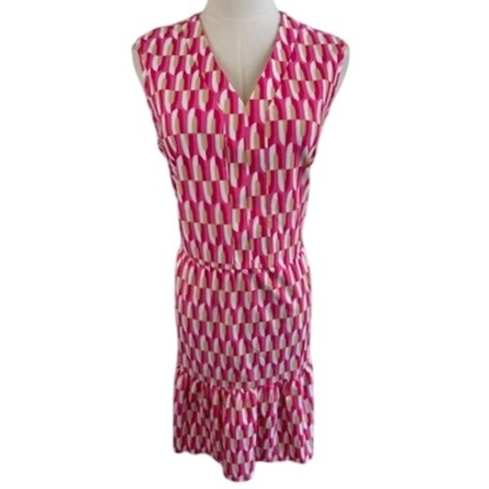 NWT Jude Connally Annabelle Mod Arch Peony Pink Sleeveless Dress Size Large